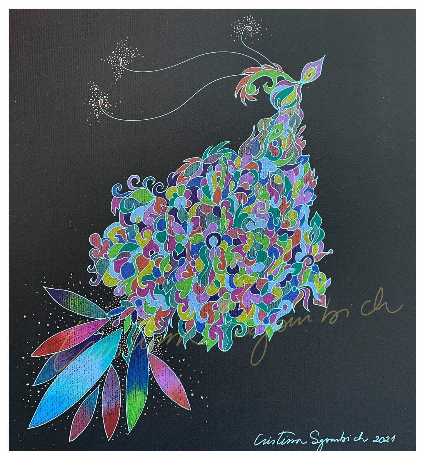 Tres penachos y gran cola