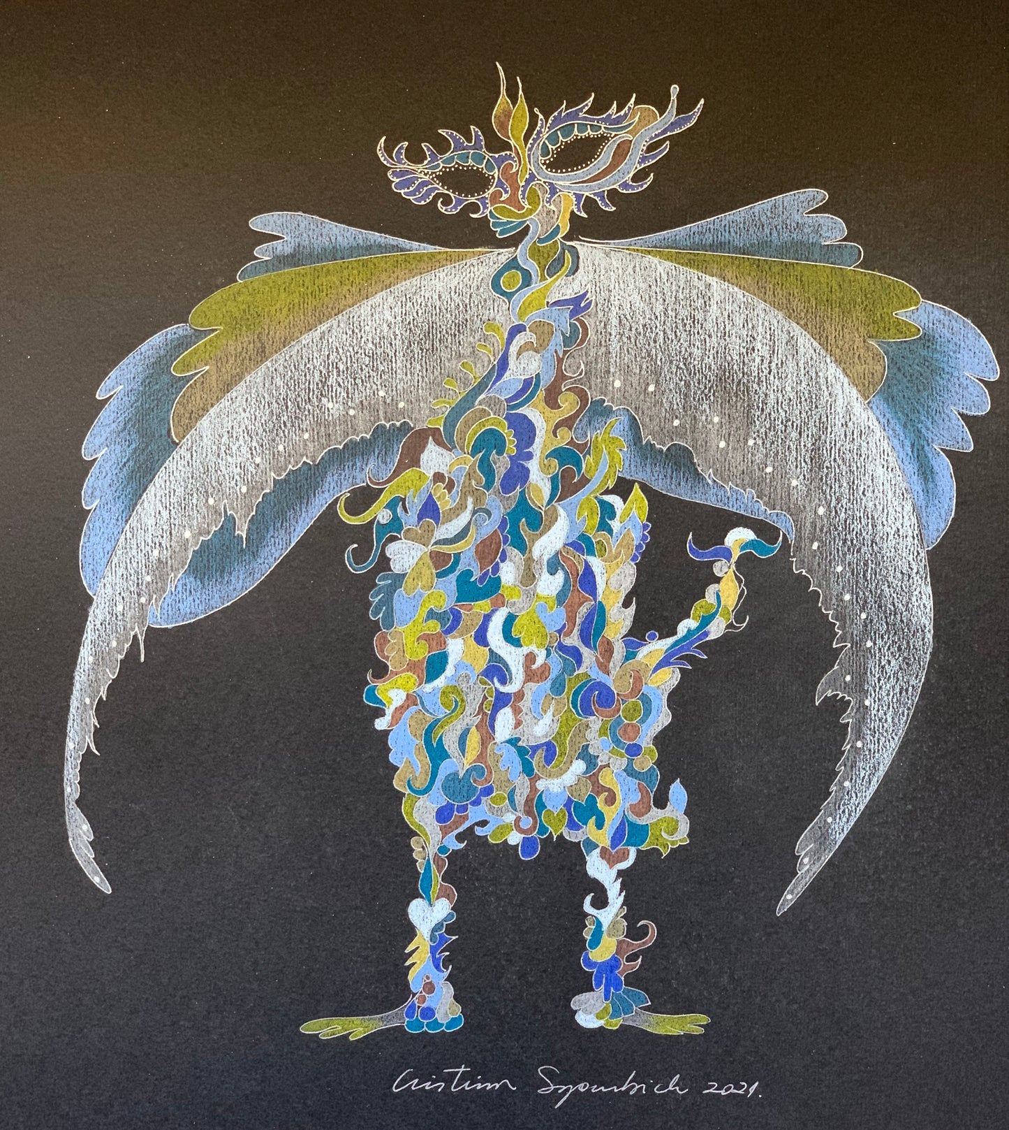 Angel de alas de hilo de plata